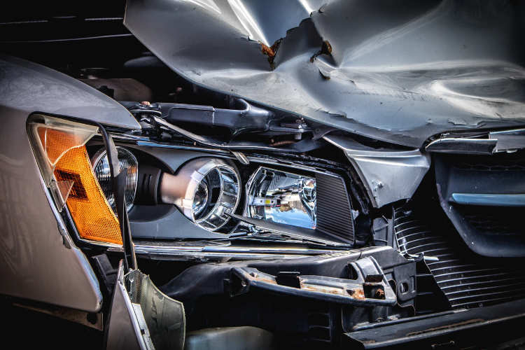 close-up of a smashed car