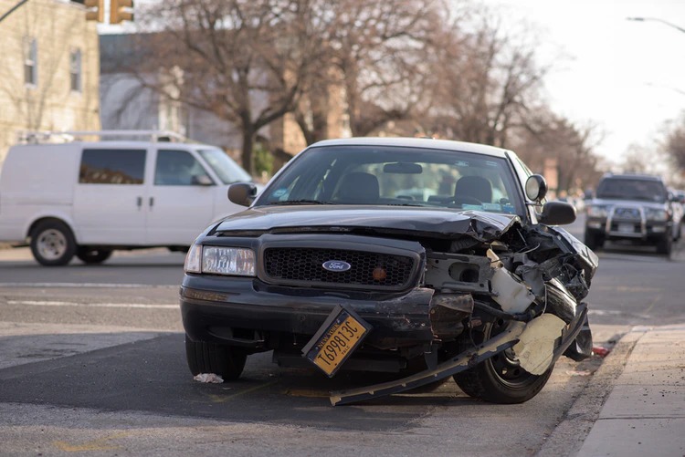 close-up of a smashed car